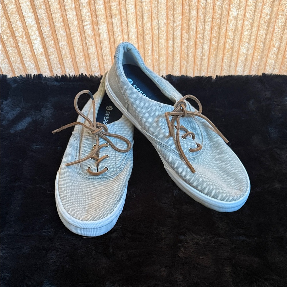 Sperry Tan Canvas Lace-Up Sneakers